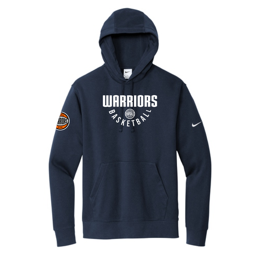 Warriors Basketball Nike Club Fleece Sleeve Swoosh Pullover Hoodie - Midnight Navy