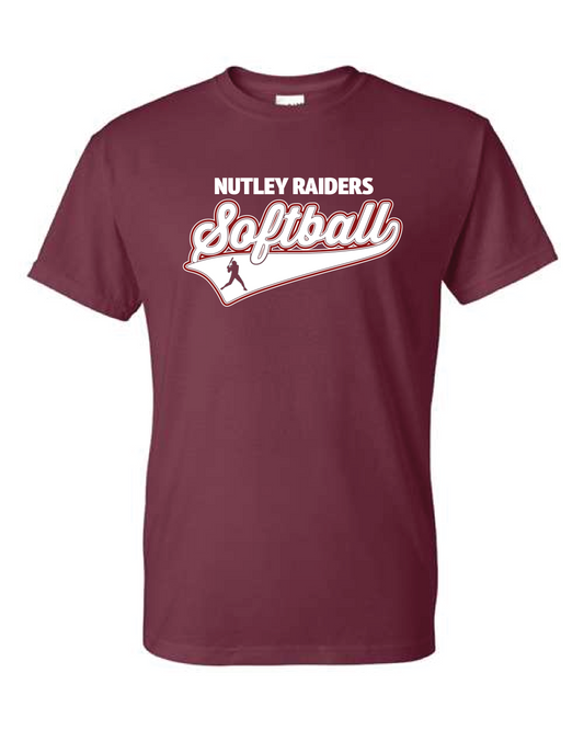 Nutley Softball Script Tee Maroon