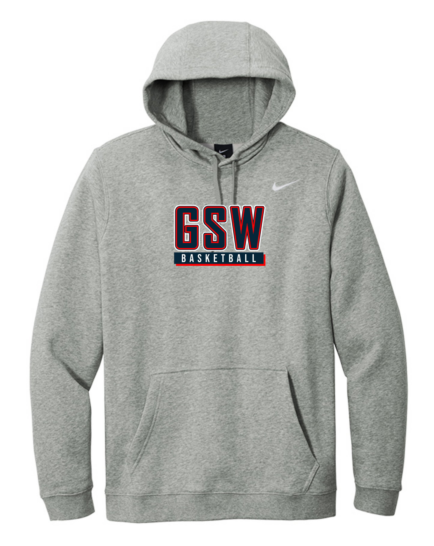 Fall 2024 GSW Logo Nike Club Fleece Pullover Hoodie Dark Gray Heather