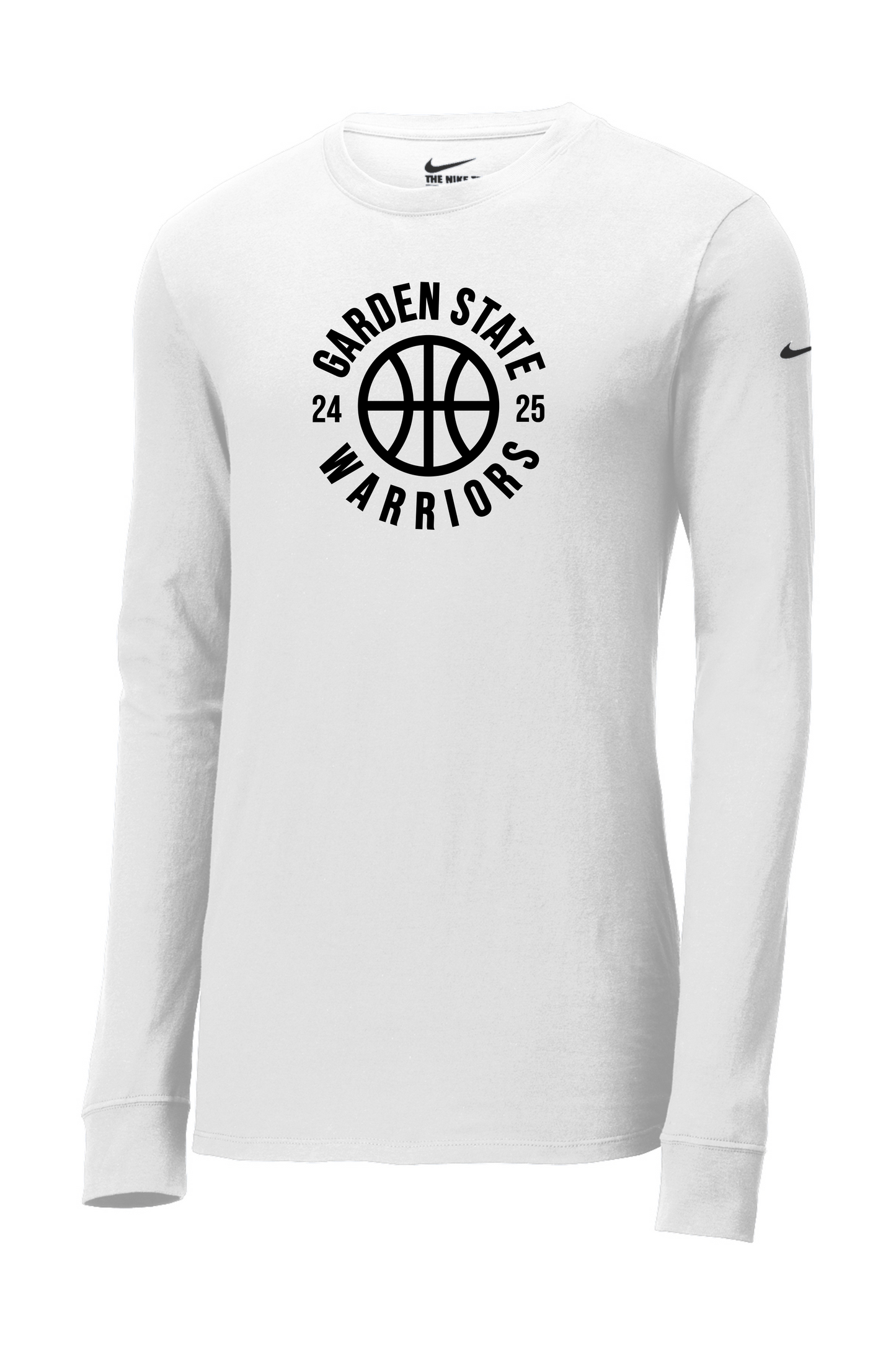 Fall 2024 Garden State Warriors Roundball Logo Nike Dri-FIT Cotton/Poly Long Sleeve Tee - White