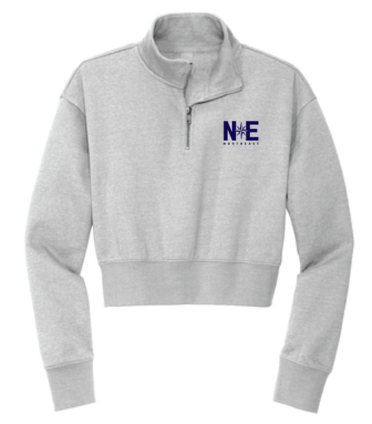 Northeast Cropped Fleece 1/2-Zip Embroidered - Heather Grey