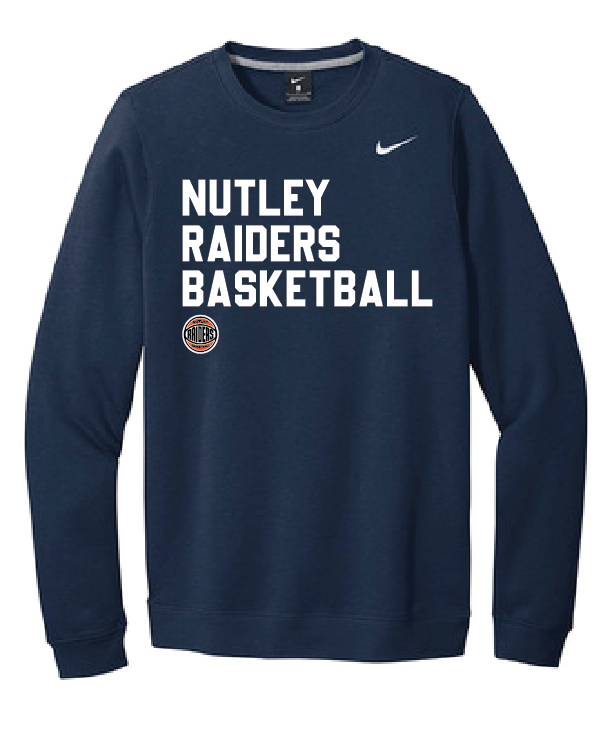 Nutley Basketball Nike Club Fleece Crew - Navy