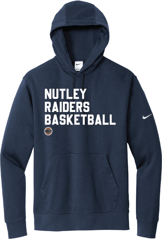 Nutley Raiders Basketball Nike Club Fleece Hooded Sweatshirt - Navy