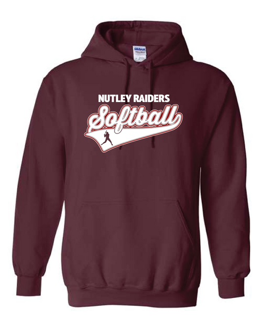 Nutley Softball Script Hooded Sweatshirt Maroon