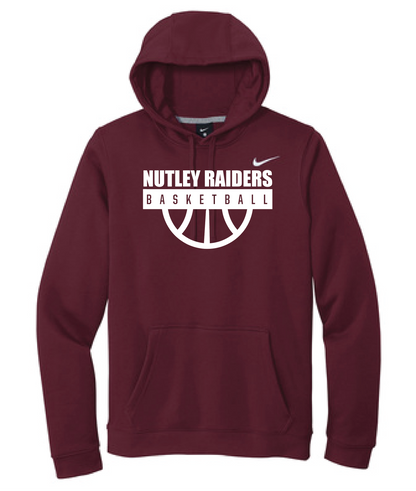 Nutley Raiders Basketball Halfball Nike Club Fleece Hooded Sweatshirt - Maroon