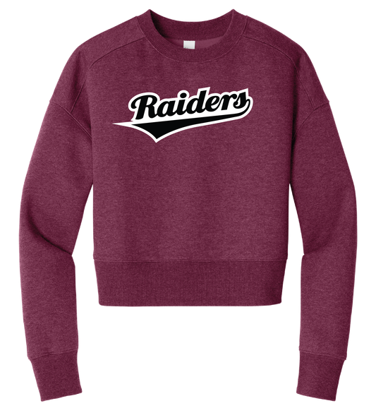 Raiders Script Fleece Cropped Crewneck - Berry