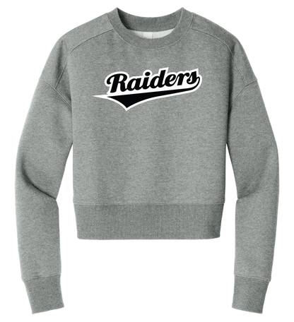 Raiders Script Fleece Cropped Crewneck - Grey