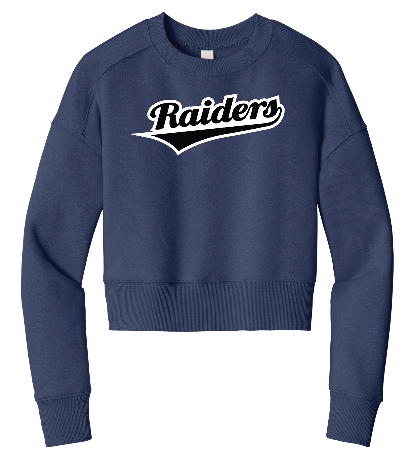 Raiders Script Fleece Cropped Crewneck - Navy