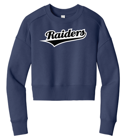 Raiders Script Fleece Cropped Crewneck - Navy