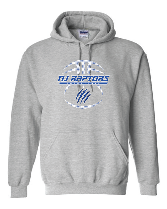 NJ Raptors Basketball Logo Hooded Sweatshirt Grey