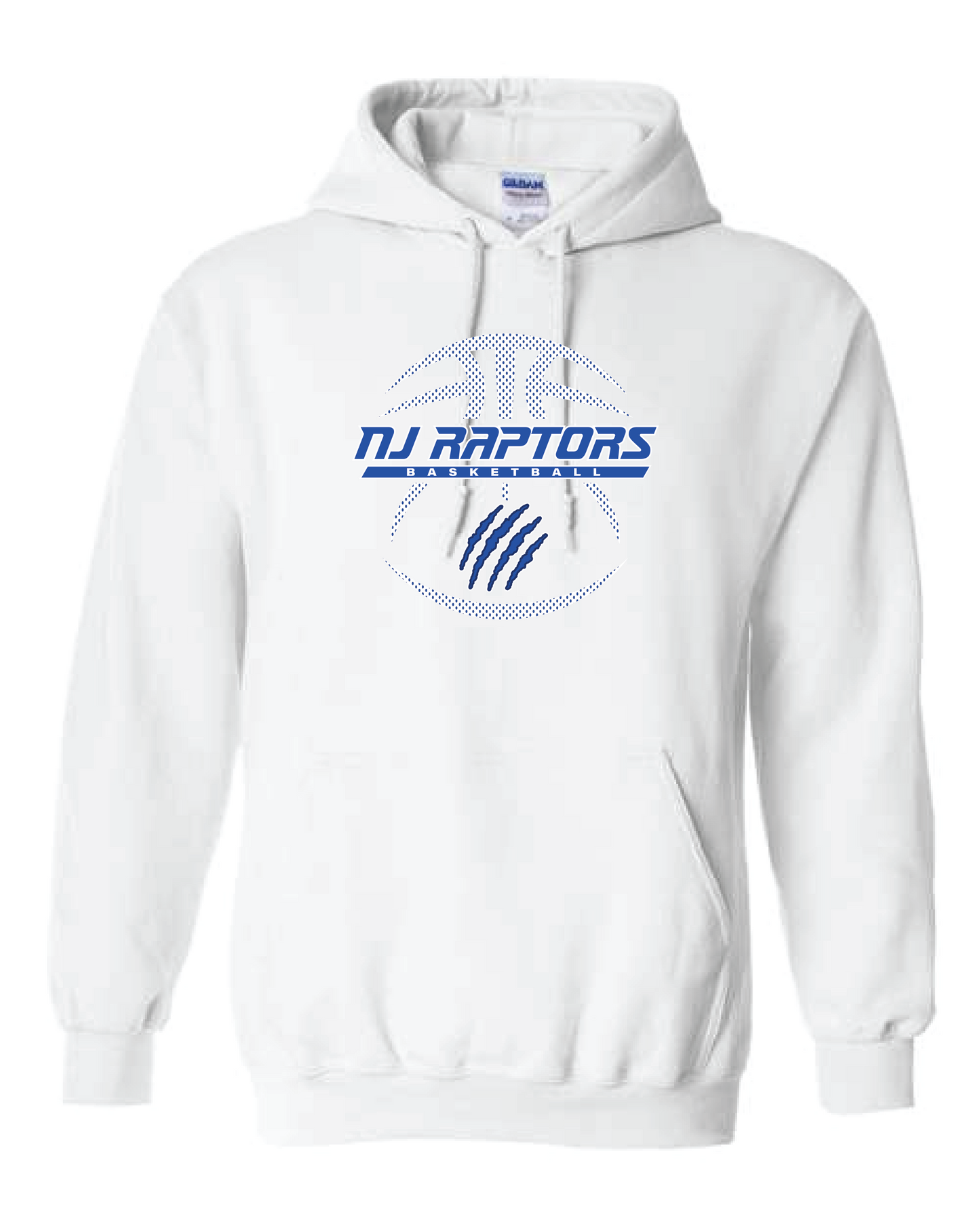 NJ Raptors Basketball Logo Hooded Sweatshirt White