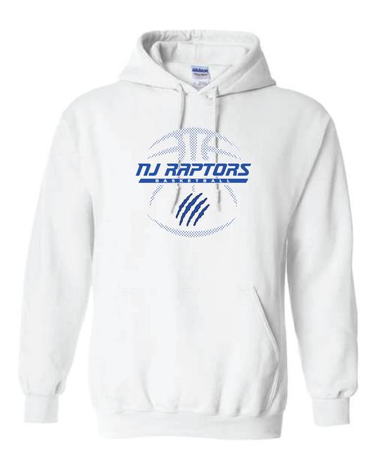 NJ Raptors Basketball Logo Hooded Sweatshirt White