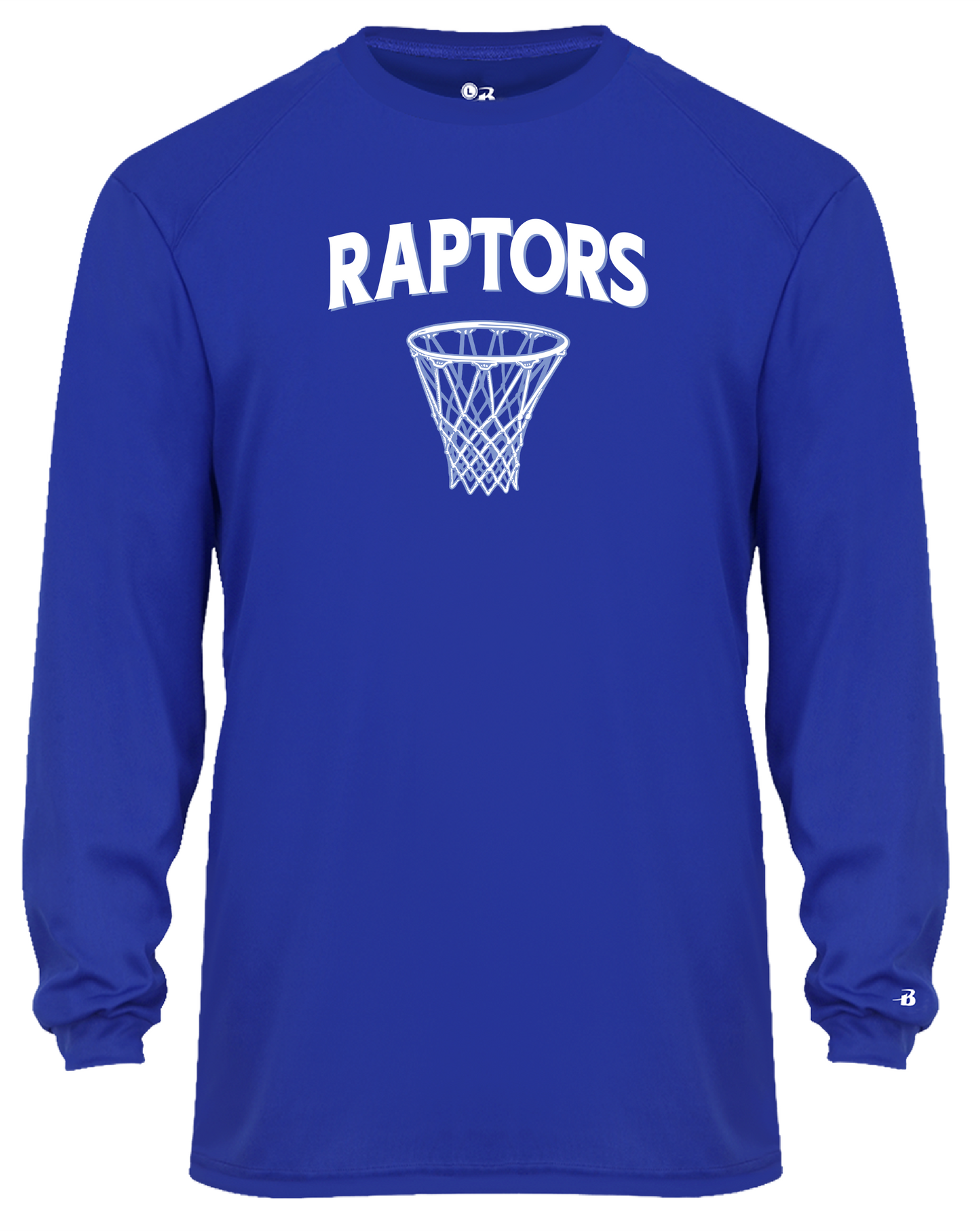 NJ Raptors Basketball Hoop Logo Warmup L/S Tshirt Royal