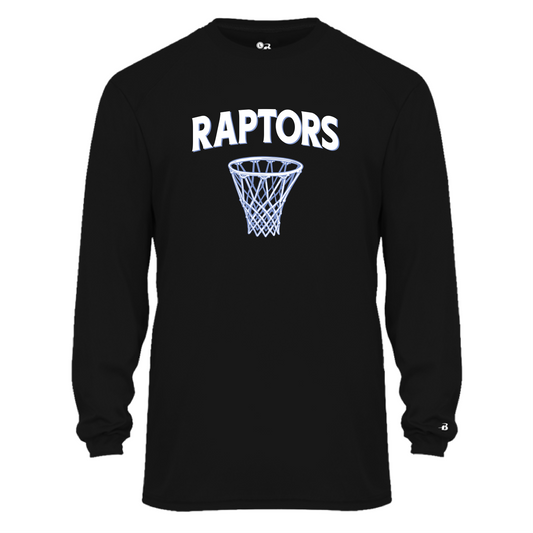 NJ Raptors Basketball Hoop Logo Warmup L/S Tshirt Black