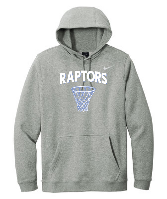NJ Raptors Basketball Hoop Logo Nike Club Fleece Hoody Grey