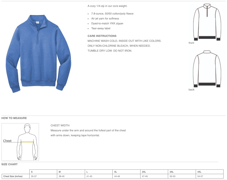 JHWMS Varsity N Core Fleece 1/4-Zip Pullover Sweatshirt - Graphite