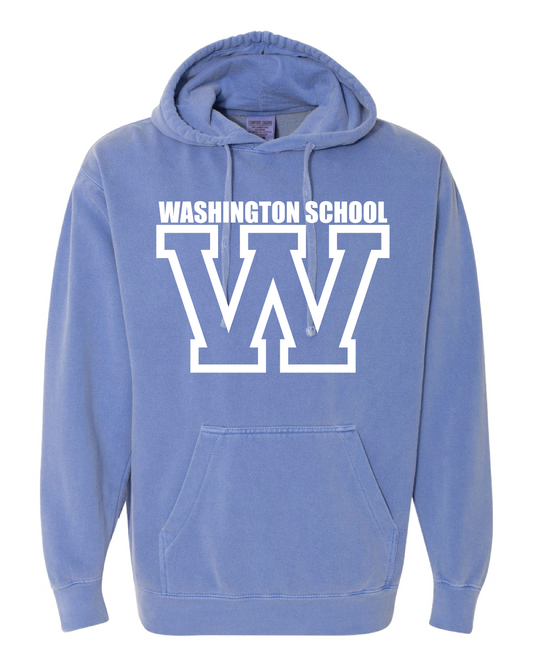 Washington W Logo Garment Dyed Hooded Sweatshirt Flo Blue