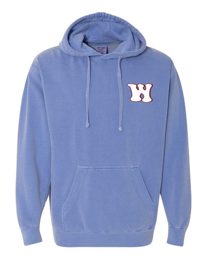 We Love Our Washington School Garment Dyed Hooded Sweatshirt Flo Blue