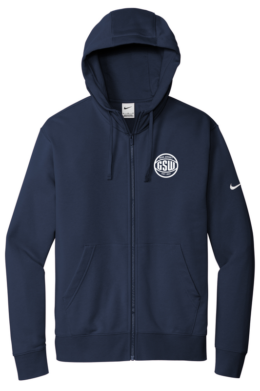 NIKE NAVY BLUE FULL ZIP HOODIE - EMBROIDERED 2023 GSW B-BALL LOGO