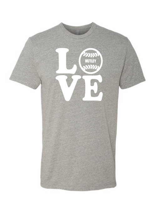 Nutley Love Softball T-shirt - Heather Maroon