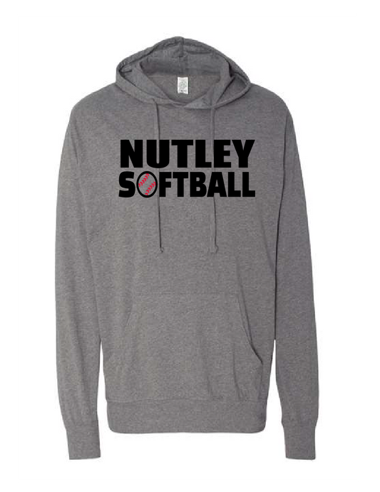 Nutley Softball Lightweight Hooded T-shirt - Gunmetal Heather