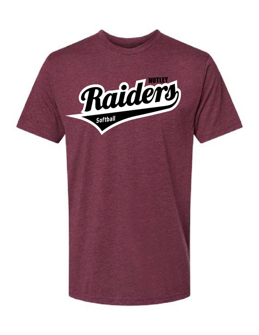 Nutley Raiders Script Softball T-shirt - Heather Maroon