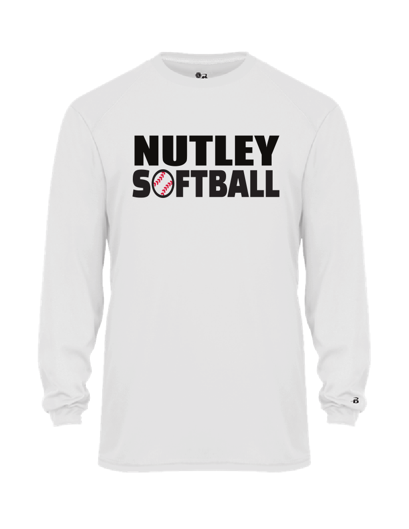 Nutley Softball Long Sleeve Performance T-Shirt - White