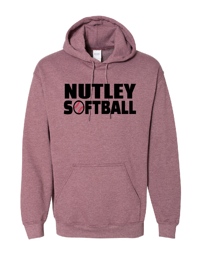 Nutley Softball Hooded Sweatshirt - Heather Maroon